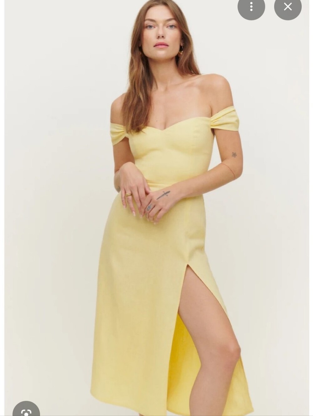 Reformation Yellow One-Shoulder Midi Dress